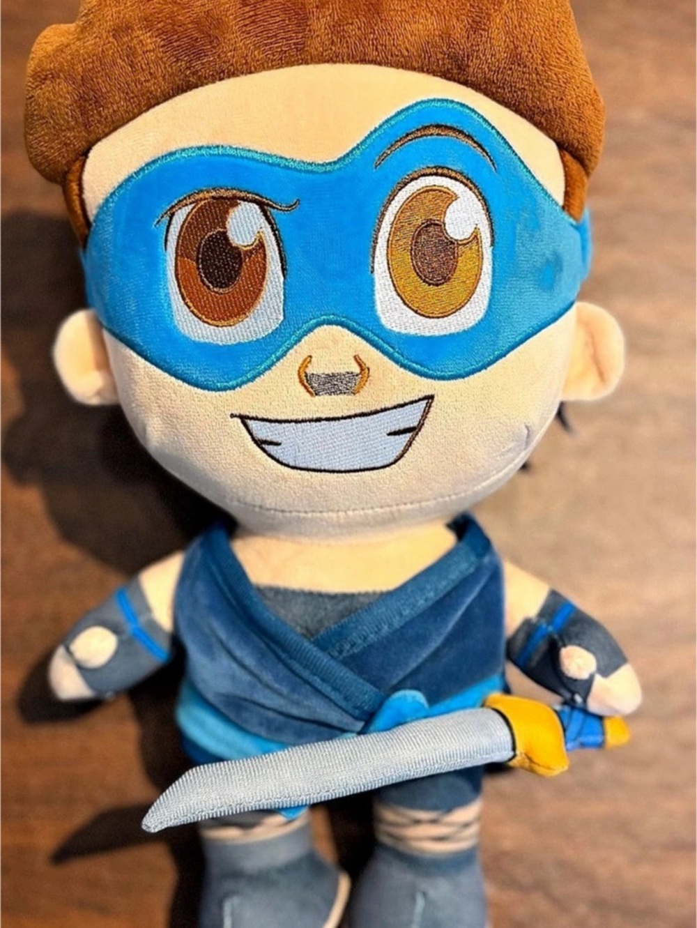 Ryan's World Blue & Brown Plush Toy with Sword
